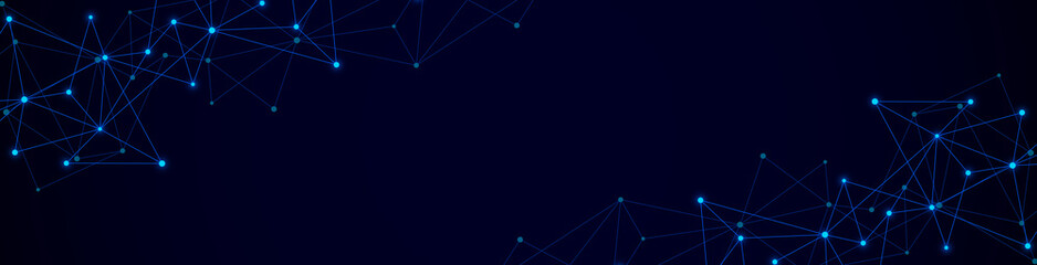 Poster - Abstract technology background with connecting the dots and lines. Global network connection, internet technology and digital communication concept