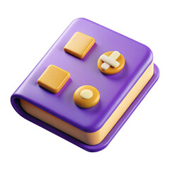 Poster - Purple 3d book icon with orange buttons isolated on transparent background