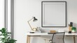 © toodlingstudio - Cozy and modern home office interior with laptop computer desk lamp and potted houseplant on a minimalist wooden table  Comfortable and productive workspace setup