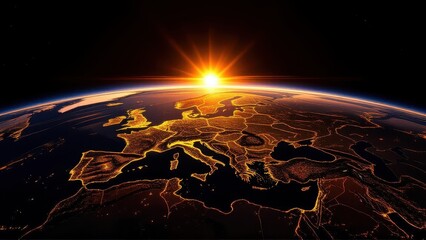 Wall Mural - earth and sun rising