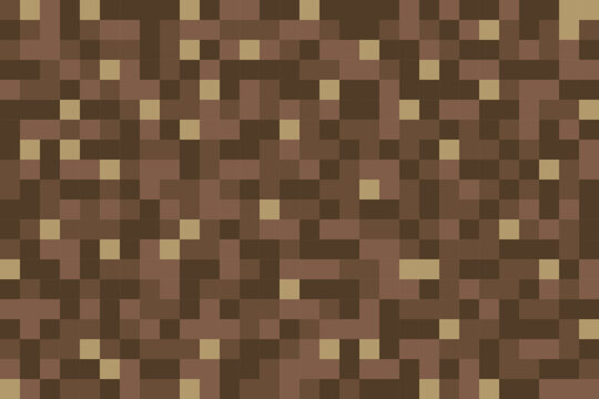 Pixelated Soil Land Background. Pixel Ground Cover, Wallpaper. Vector Illustration.