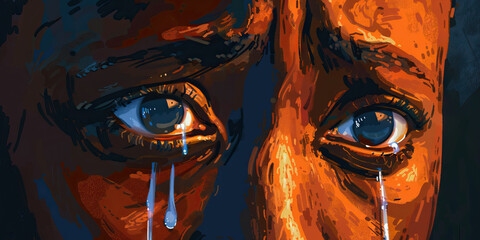 Poster - Digital Painting of Weeping Eyes