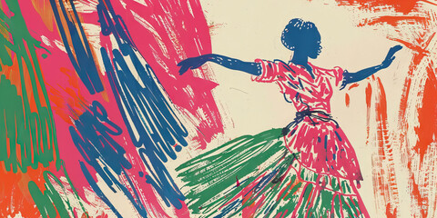 Poster - Abstract Figure in Dress with Expressive Brushstrokes