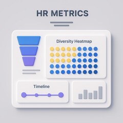 Poster - Modern HR Metrics Dashboard with Diversity Heatmap and Timeline Visualizations for Analysis