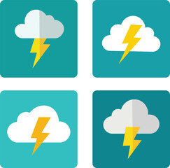 Fototapete - Colorful weather icons depicting clouds and lightning bolts in square frames