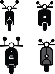 Fototapete - Collection of four stylized scooter icons isolated on a white background