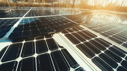 Solar panel installation at daytime