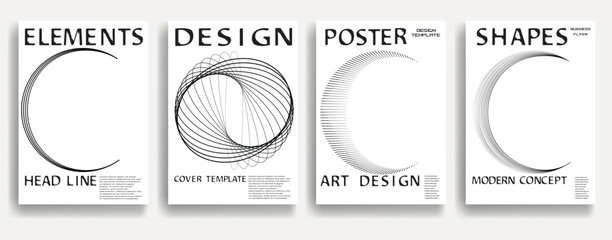 Poster - Modern posters . Vector design composition with various geometric shapes . Abstract contemporary art . Vector art ideal for media, ads, covers, brochures, banners. Black and white.
