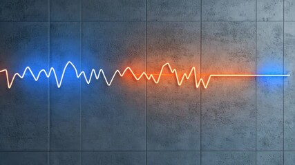 Poster - Colorful neon waves create an energetic atmosphere, showcasing a rhythmic blend of light and movement against a textured backdrop