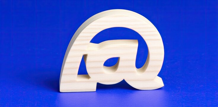 Light-colored wood at symbol on a blue background
