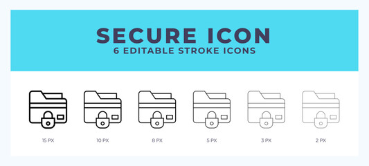 Aufkleber - Secure line icon illustrations with editable strokes.