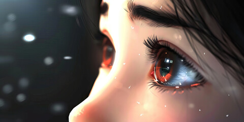 Poster - Digital Illustration: Close-up of Female Eye with Amber Iris