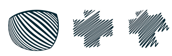 Poster - Abstract Forms: A collection of abstract forms, a sphere, plus sign, and jigsaw piece, crafted with precision line work in a palette of white and black, forming a minimalistic aesthetic.