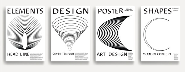 Poster - Modern posters . Vector design composition with various geometric shapes . Abstract contemporary art . Vector art ideal for media, ads, covers, brochures, banners. Black and white.
