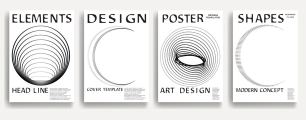 Poster - Modern posters . Vector design composition with various geometric shapes . Abstract contemporary art . Vector art ideal for media, ads, covers, brochures, banners. Black and white.
