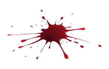 Poster - A realistic deep red blood splatter with sharp droplets and a gradient effect isolated on transparent background