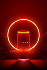 Wall Mural - glass shape with red light ring