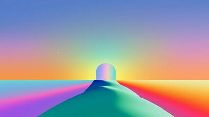 Poster - Abstract Landscape with Gradient Colors and Minimalist Forms at Sunrise or Sunset Horizon