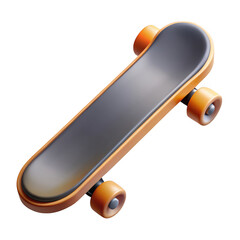 Aufkleber - 3d realistic skateboard render orange and black design isolated on transparent background