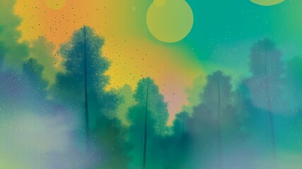 Poster - Abstract colorful landscape with vibrant colors and soft shapes creating a dreamy atmosphere