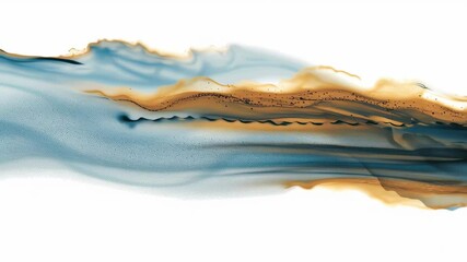 Poster - Abstract artistic waves in blue and gold, flowing textures creating unique visual patterns
