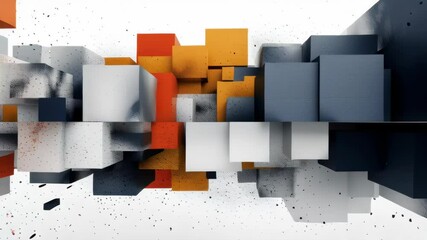 Poster - Abstract 3D design with colorful cubes and reflections in a modern artistic background
