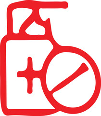 Poster - Red symbol depicting a bottle with a plus sign and a crossed circle