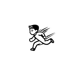 Poster - Running Kid Icon with Line Motion Effect Depicting Speed Energy Playfulness and Active Lifestyle