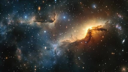 Wall Mural - An  depicting a nebula in space, possibly a part of the Orion Nebula. The colors are vibrant and it highlights the vastness and diversity of celestial bodies.
