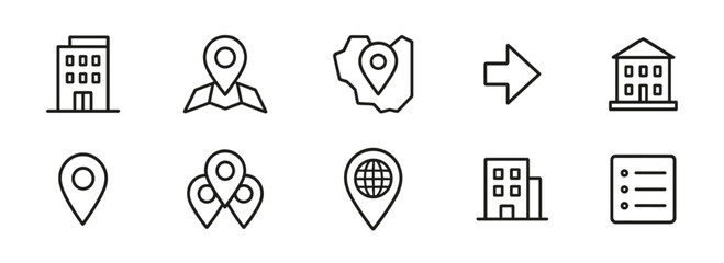 Poster - Travel, tourism outline icon set. navigation, accommodation line icons collection