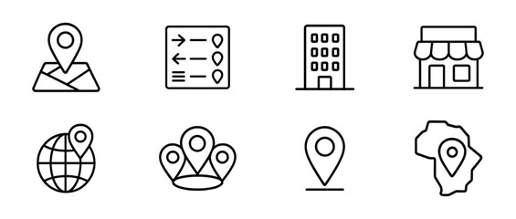 Poster - Location, navigation outline icon set for maps, gps, travel, and destination