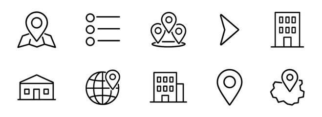 Poster - Navigation, location outline icon set. gps, map symbols in a line style collection
