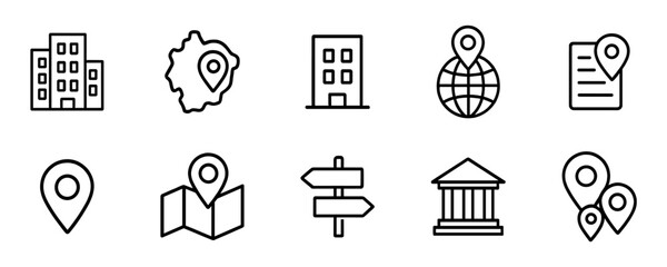 Poster - Navigation, location line icon set. maps, gps, direction icons line collection