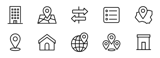 Poster - Navigation and location outline icon set. vector maps, direction symbols collection