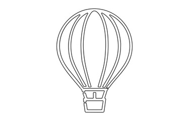 Fototapete - Hot air balloon in continuous line art drawing style. Minimalist black linear design, Hot air balloon sign. Continuous line drawing icon.