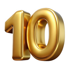 Aufkleber - 3d golden number ten realistic 3d render isolated on transparent background