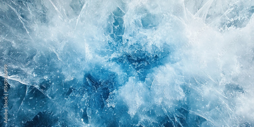 Detailed icy surface background with frosty shapes and cracked frozen ...
