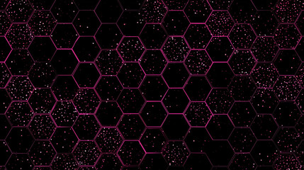 Poster - black honeycomb background with some outlines of hot pink glitter