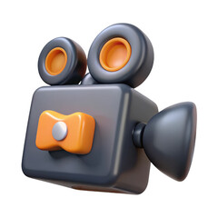 Aufkleber - 3d cartoon movie camera icon isolated on transparent background