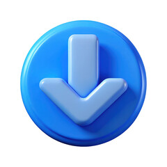 Aufkleber - 3d realistic blue download button icon isolated on transparent background