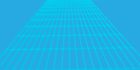 Aufkleber - Futuristic blue perspective grid background with neon lines and vanishing point effect.
