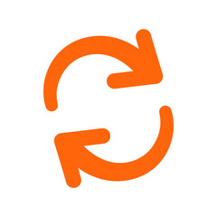 Poster - Orange man phone icon: abstract vector illustration of a communication symbol with arrows