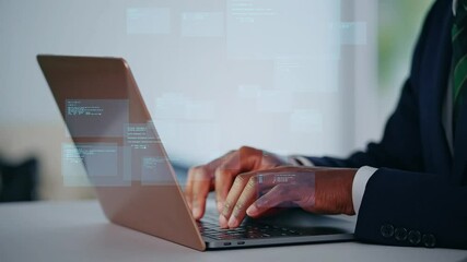 Poster - パソコンで作業する外国人男性とプログラミングのコンセプト