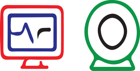 Poster - Illustration of a monitor with a graph and a webcam side by side