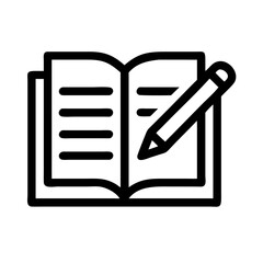 Poster - Open book with pencil. Classic notebook with blank pages and writing tool. Education concept for school, university, or library. Perfect for study, learning, and knowledge theme.