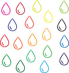 Aufkleber - Colorful outlines of water droplets arranged on a white background