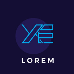 Aufkleber - Vector logo of the initial letters XE intersecting and dominated by the color blue