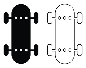 Fototapete - Skateboard icon set. Skateboard icon, vector illustration silhouette symbol website graphic design. Modern outline skate board icon isolated on white background. Vector illustration.