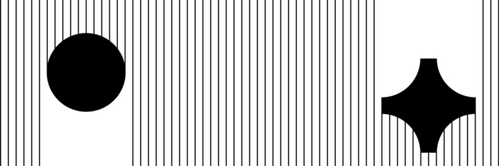 Poster - Abstract minimal element mid century vector set. Aesthetic contemporary stripe line art, geometric shape
