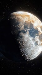 Wall Mural - night sky with large moon, crater details visible